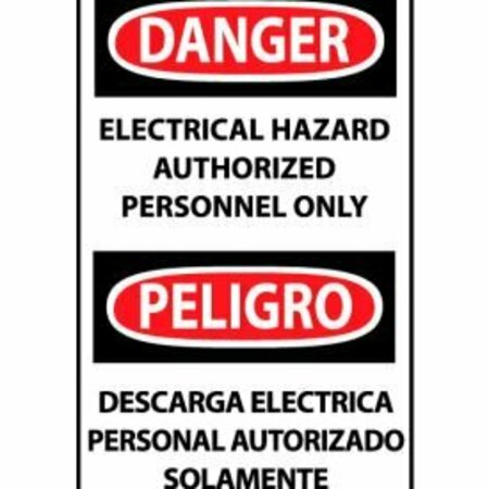 NATIONAL MARKER CO Bilingual Machine Labels - Danger Electrical Hazard Authorized Personnel Only ESD268AP